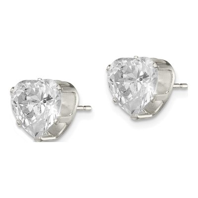 Sterling Silver 8mm CZ Heart Stud Earrings – view 3