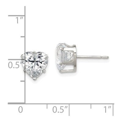 Sterling Silver 8mm CZ Heart Stud Earrings – view 5