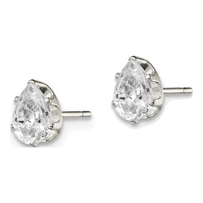 Sterling Silver CZ Pear Stud Earrings – view 3