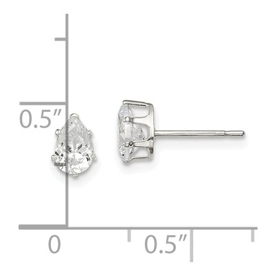 Sterling Silver CZ Pear Stud Earrings – view 5