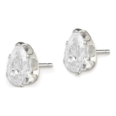 Sterling Silver CZ Pear Stud Earrings – view 3