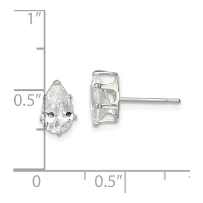 Sterling Silver CZ Pear Stud Earrings – view 5