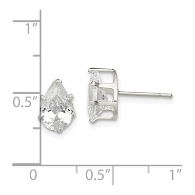Sterling Silver CZ Pear Stud Earrings – view 5