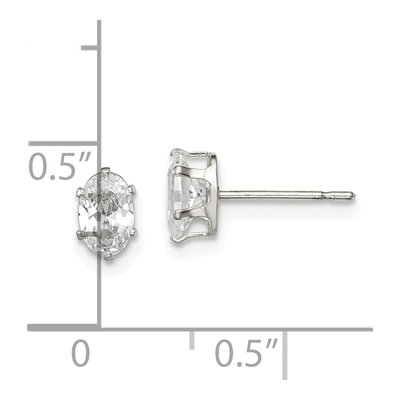 Sterling Silver CZ Oval Stud Earrings – view 5