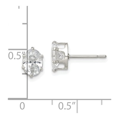 Sterling Silver CZ Oval Stud Earrings – view 5