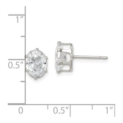 Sterling Silver CZ Oval Stud Earrings – view 5