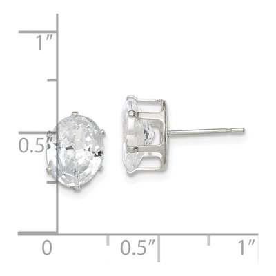 Sterling Silver CZ Oval Stud Earrings – view 5