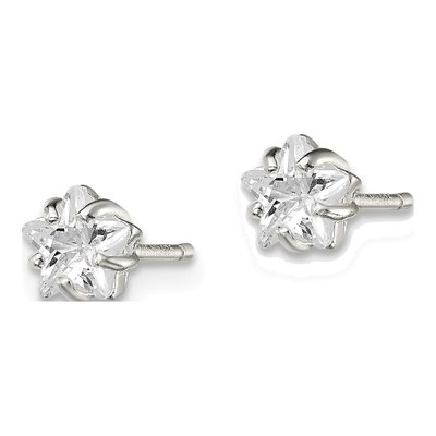 Sterling Silver 5mm CZ Girls' Star Stud Earrings – view 3