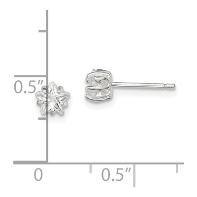 Sterling Silver 5mm CZ Girls' Star Stud Earrings – view 5