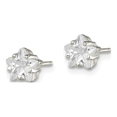 Sterling Silver 6mm CZ Girls' Star Stud Earrings – view 3