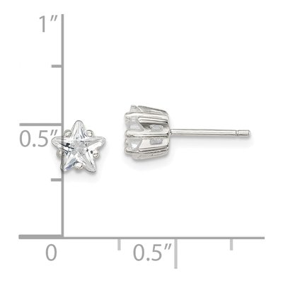Sterling Silver 6mm CZ Girls' Star Stud Earrings – view 5