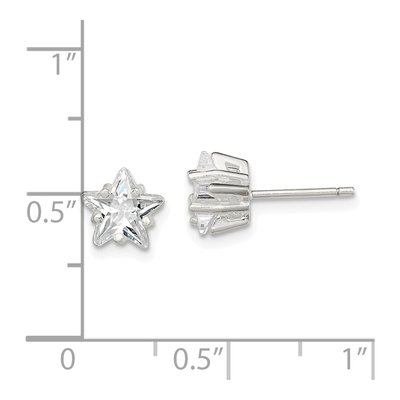 Sterling Silver 7mm CZ Star Stud Earrings – view 6
