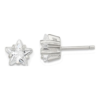 Sterling Silver 7mm CZ Star Stud Earrings
