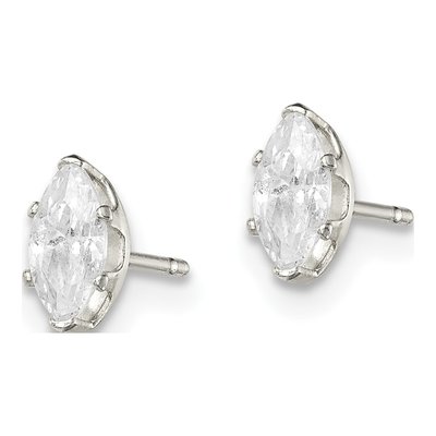 Sterling Silver CZ Marquise Stud Earrings – view 3