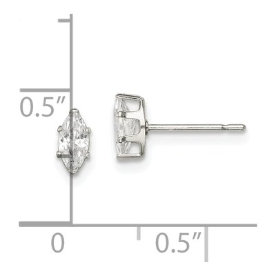 Sterling Silver CZ Marquise Stud Earrings – view 5