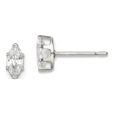 Sterling Silver CZ Marquise Stud Earrings