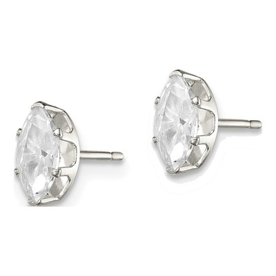 Sterling Silver CZ Marquise Stud Earrings – view 3