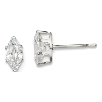 Sterling Silver CZ Marquise Stud Earrings