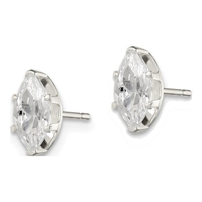 Sterling Silver CZ Marquise Stud Earrings – view 3