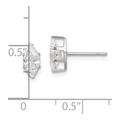Sterling Silver CZ Marquise Stud Earrings – view 5