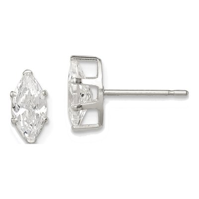 Sterling Silver CZ Marquise Stud Earrings
