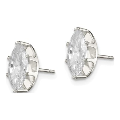 Sterling Silver CZ Marquise Stud Earrings – view 3