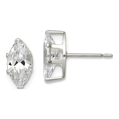 Sterling Silver CZ Marquise Stud Earrings