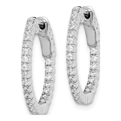 Sterling Silver 19mm CZ Inside-Out Hoop Earrings – view 3