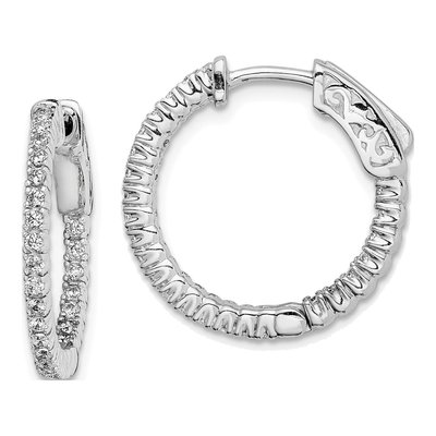 Sterling Silver 19mm CZ Inside-Out Hoop Earrings