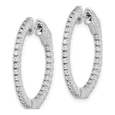 Sterling Silver 23mm CZ Inside-Out Hoop Earrings – view 3