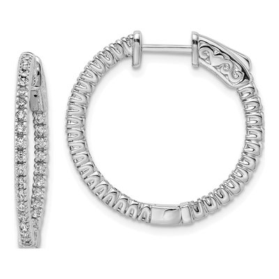 Sterling Silver 23mm CZ Inside-Out Hoop Earrings