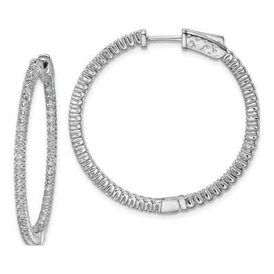 Sterling Silver 33mm CZ Inside-Out Hoop Earrings