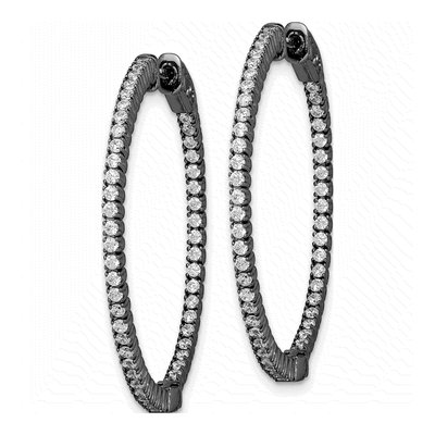 Sterling Silver 33mm CZ Inside-Out Hoop Earrings – view 3