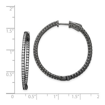 Sterling Silver 33mm CZ Inside-Out Hoop Earrings – view 5