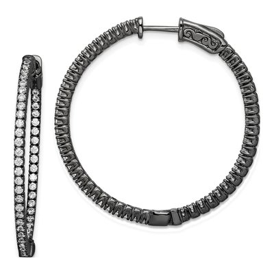 Sterling Silver 33mm CZ Inside-Out Hoop Earrings