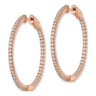 Rose Gold-Plated Sterling Silver 33mm CZ Inside-Out Hoop Earrings – view 3