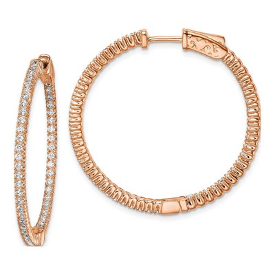 Rose Gold-Plated Sterling Silver 33mm CZ Inside-Out Hoop Earrings