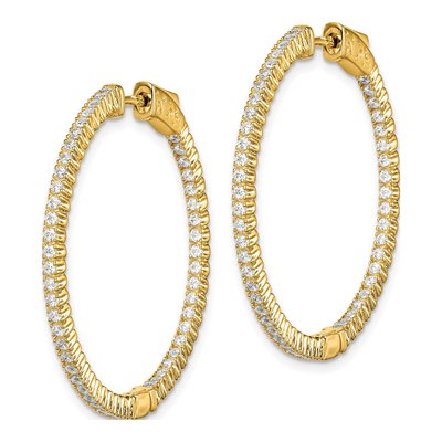 Gold-Plated Sterling Silver 33mm CZ Inside-Out Hoop Earrings – view 3