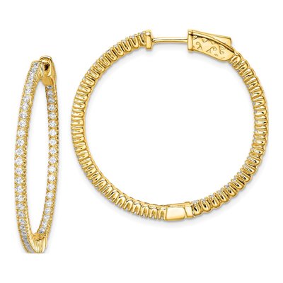Gold-Plated Sterling Silver 33mm CZ Inside-Out Hoop Earrings