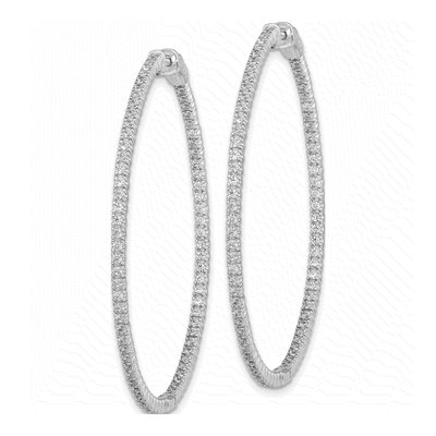 Sterling Silver 49mm CZ Inside-Out Hoop Earrings – view 3