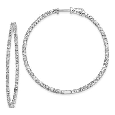 Sterling Silver 49mm CZ Inside-Out Hoop Earrings