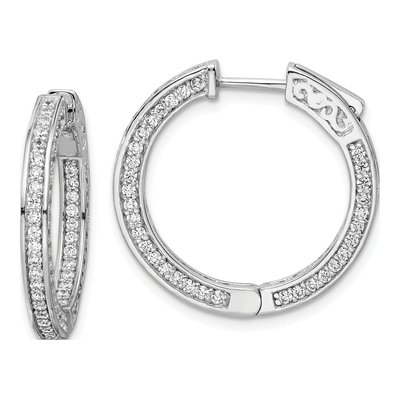 Sterling Silver 23mm CZ Inside-Out Hoop Earrings
