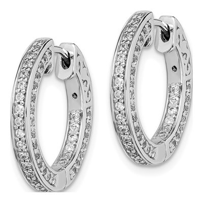 Sterling Silver 19mm CZ Inside-Out Hoop Earrings – view 3