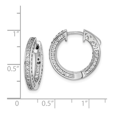 Sterling Silver 19mm CZ Inside-Out Hoop Earrings – view 7