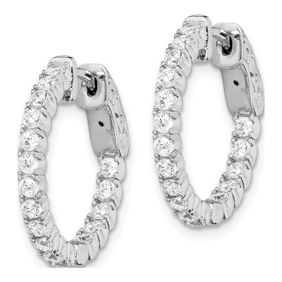 Sterling Silver 19mm CZ In-And-Out Hoop Earrings – view 3
