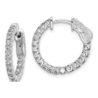 Sterling Silver 19mm CZ In-And-Out Hoop Earrings