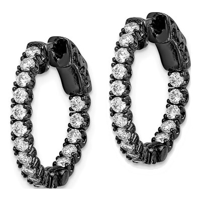 Sterling Silver 19mm CZ Hoop Earrings – view 3