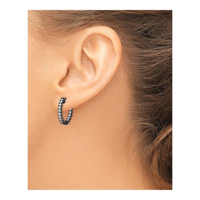 Sterling Silver 19mm CZ Hoop Earrings – view 4