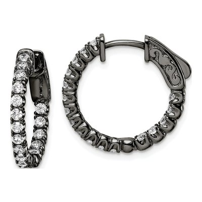 Sterling Silver 19mm CZ Hoop Earrings