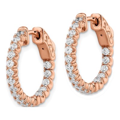 Rose Gold-Plated Sterling Silver 19mm CZ Inside-Out Hoop Earrings – view 3